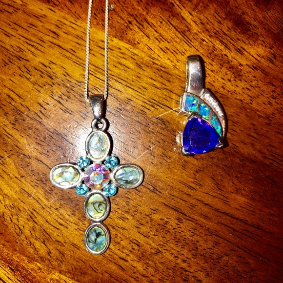 Sterling silver cross + sterling silver amethyst - Picture 1 of 3